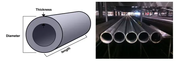 0.25 Wall ASTM B210 36 Length Aluminum 6061-T6 Extruded Round Tubing 2-1/2 OD 2 ID 